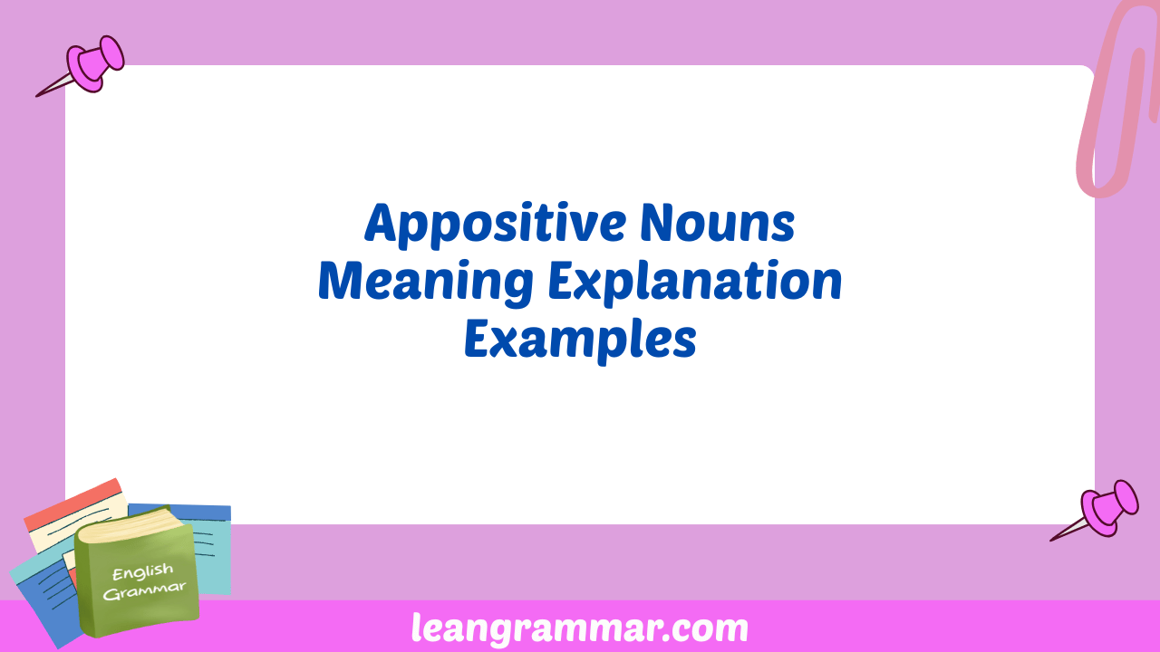 Appositive Nouns Meaning Explanation Examples