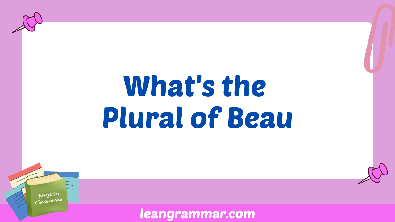 What's the Plural of Beau