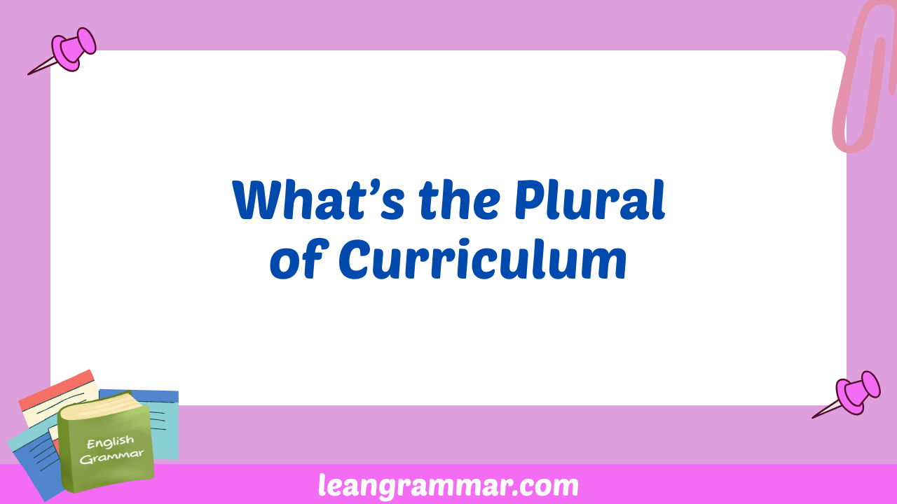 What’s the Plural of Curriculum